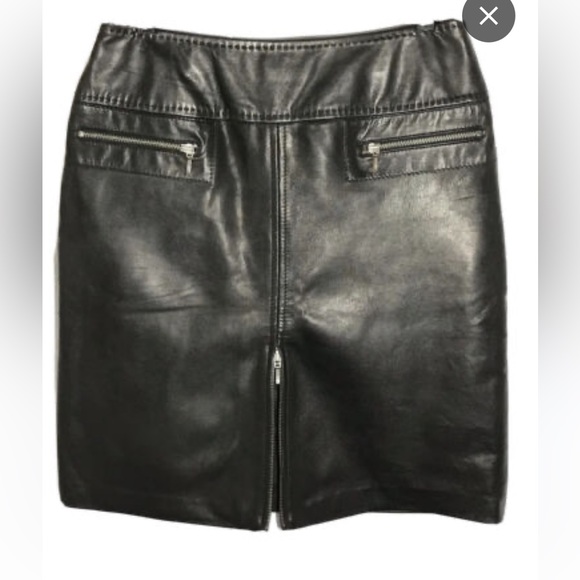 Vintage VS by VAKKO Genuine Lamb Leather Skirt Pencil Zip Front Lined Black - Picture 9 of 9